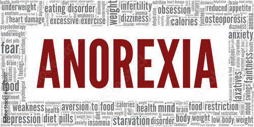 Anorexia vector illustration word cloud isolated on a white background.
