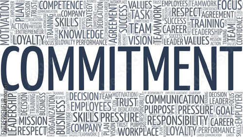 Commitment vector illustration word cloud isolated on a white background.