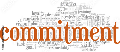 Commitment vector illustration word cloud isolated on a white background.