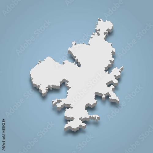 3d isometric map of Geoje Island is an island in South Korea