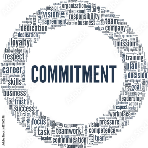 Commitment vector illustration word cloud isolated on a white background.