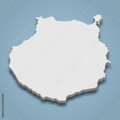 3d isometric map of Gran Canaria is an island in Canary Islands