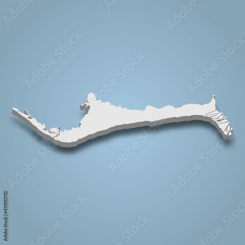 3d isometric map of Grand Bahama is an island in Bahamas