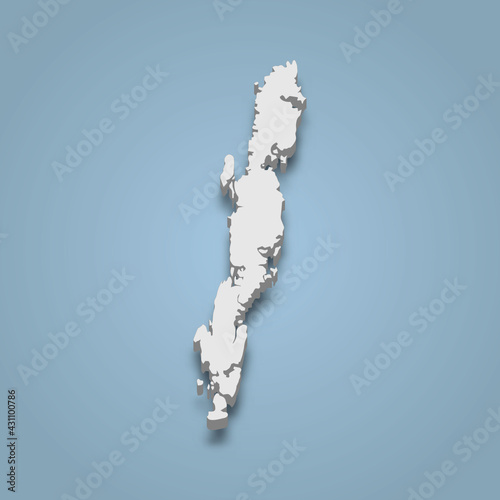 3d isometric map of Great Andaman is an archipelago in India