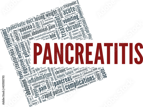 Pancreatitis vector illustration word cloud isolated on a white background.