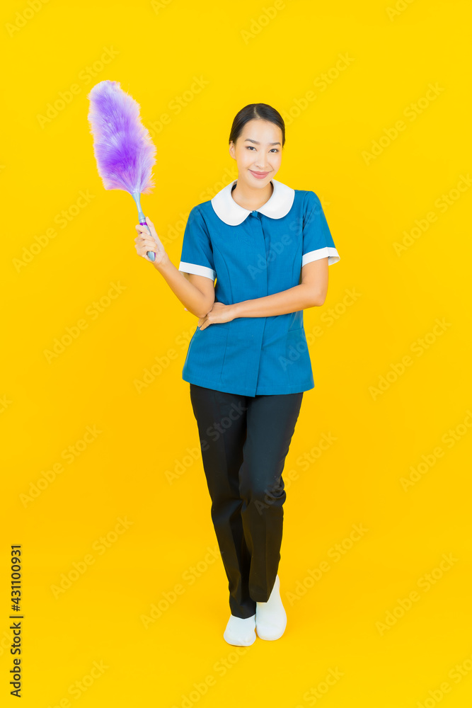 Portrait beautiful young asian woman maid and housekeeping