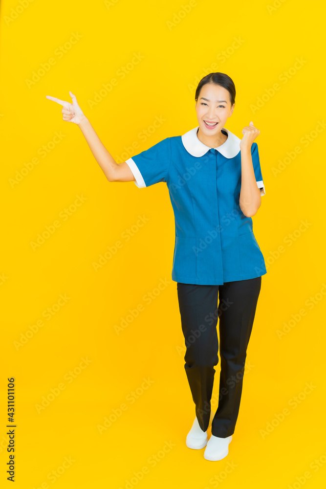 Portrait beautiful young asian woman maid and housekeeping Portrait beautiful young asian woman maid and housekeeping