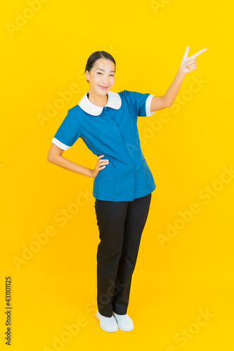 Portrait beautiful young asian woman maid and housekeeping