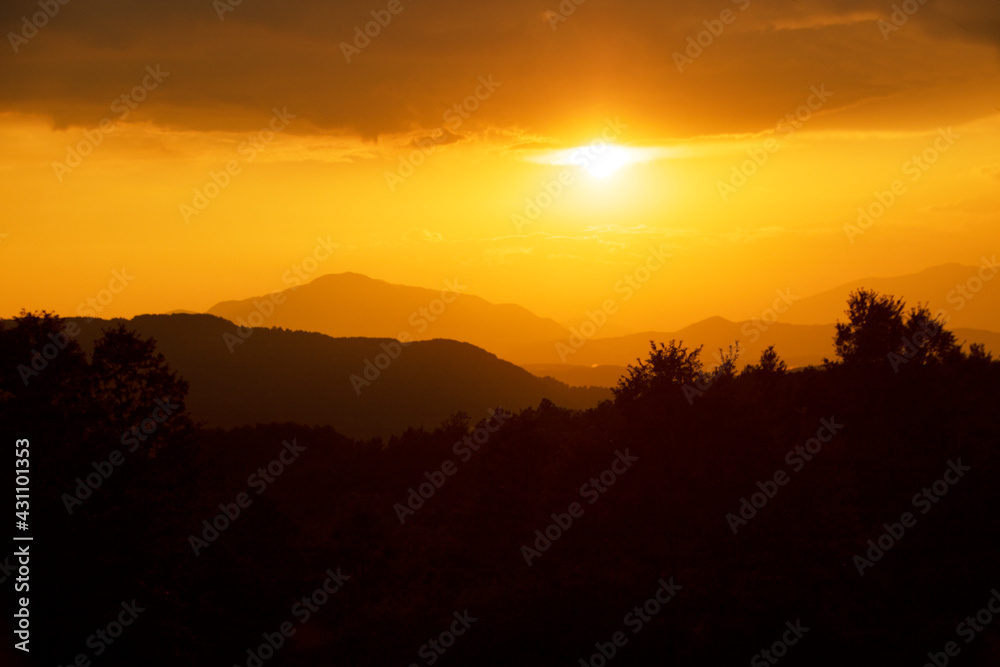 Sunset in Pollino National park, Basilicata region, Italy 