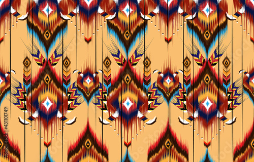 Ikat geometric folklore ornament. Tribal ethnic vector texture. Seamless striped pattern in Aztec style. Figure tribal embroidery. Indian, Scandinavian, Gyp sy, Mexican, folk pattern.ikat pattern