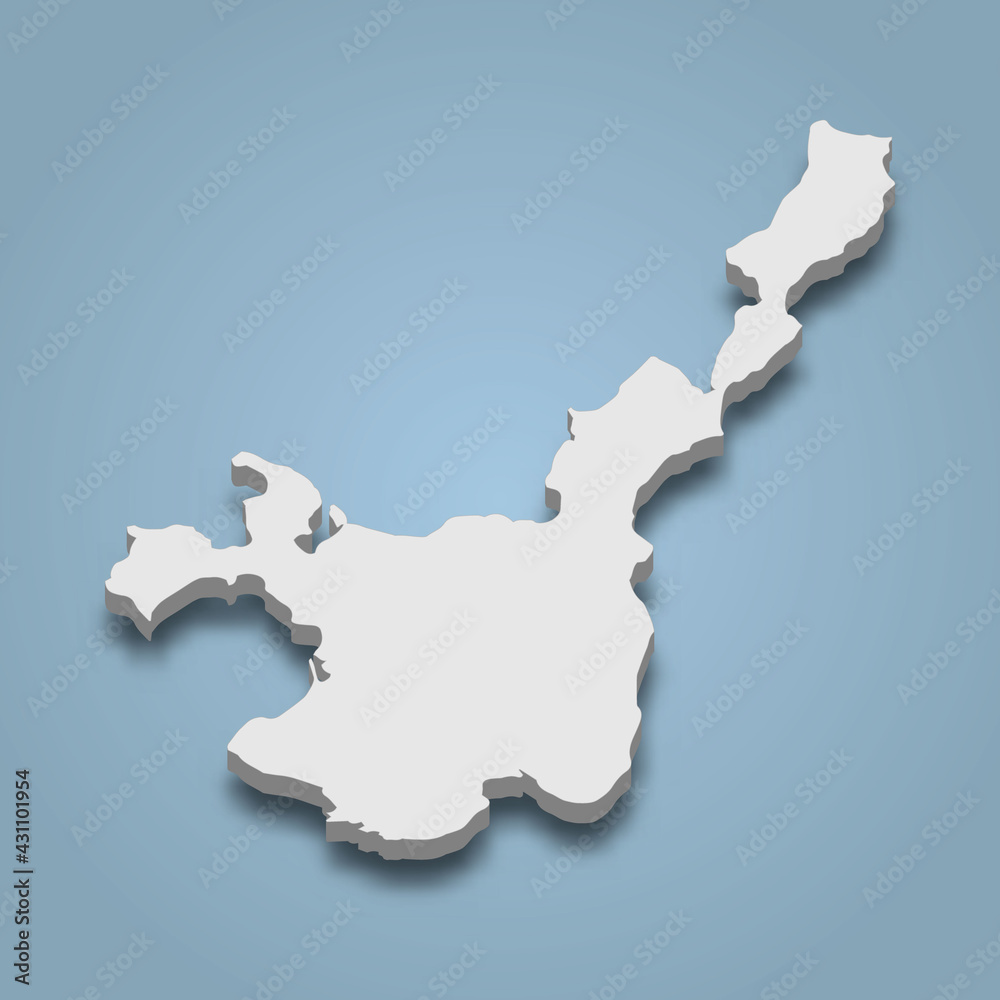 3d isometric map of Ishigaki is an island in Japan
