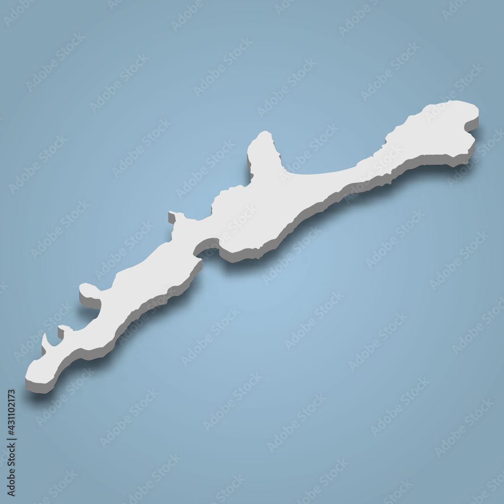 3d isometric map of Iturup is an island in Japan