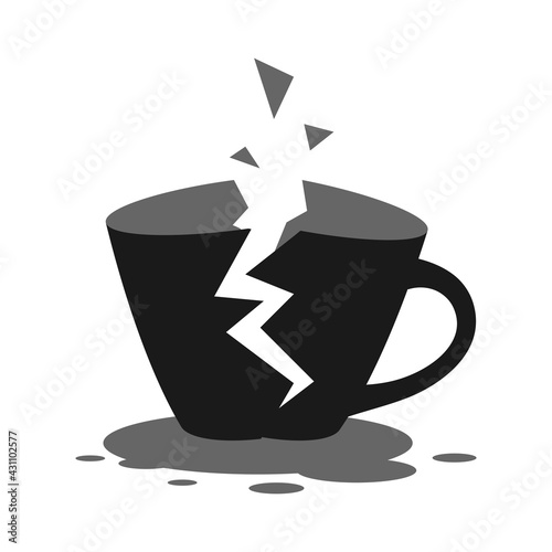 a broken cup icon on a white background. Vector image