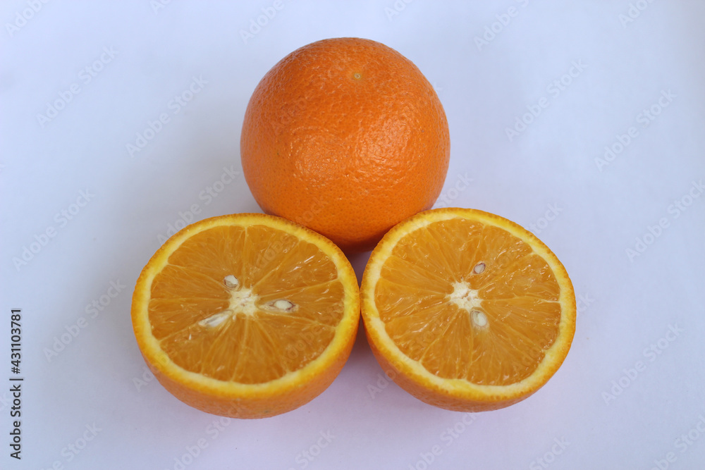 Orange and slice isolated on white background Orange and slice isolated on white background
