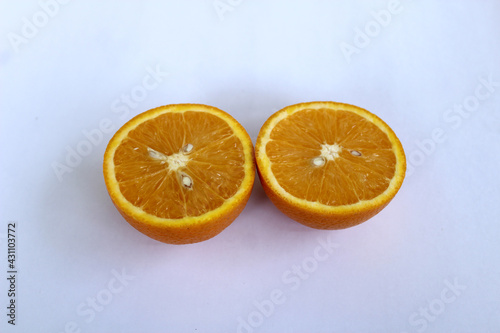 Orange and slice isolated on white background