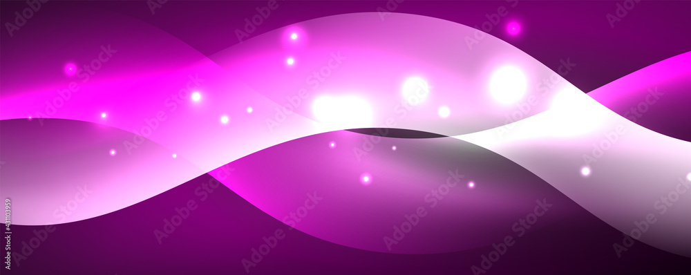 Shiny glowing neon wave, light lines abstract background. Magic energy and motion concept. Vector wallpaper template Shiny glowing neon wave, light lines abstract background. Magic energy and motion concept. Vector wallpaper template