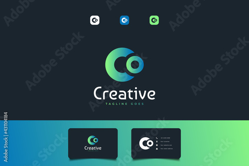 Abstract Initial Letter C and O Logo with Linked Concept in Colorful Gradient. CO Logo with Creative Style. Can be Used for Business or Technology Logos