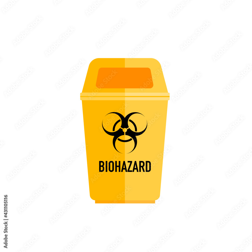 A biohazards waste bin, yellow bin. Stock Vector Adobe Stock