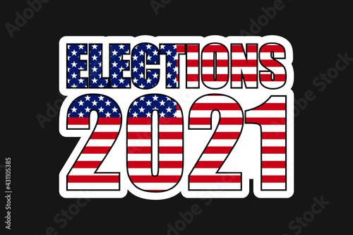 american elections 2021 vote sticker vector illustration. badge patch stickers with democratic civil society slogans, stars and stripes flag elements. ready-made design for advertising printing
