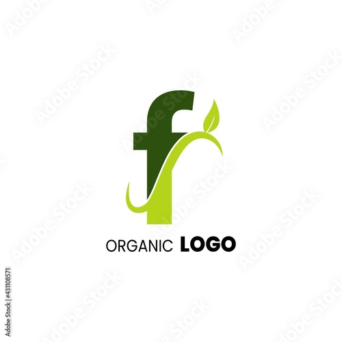 alphabet capital logo. Creative design concept green color with organic plant