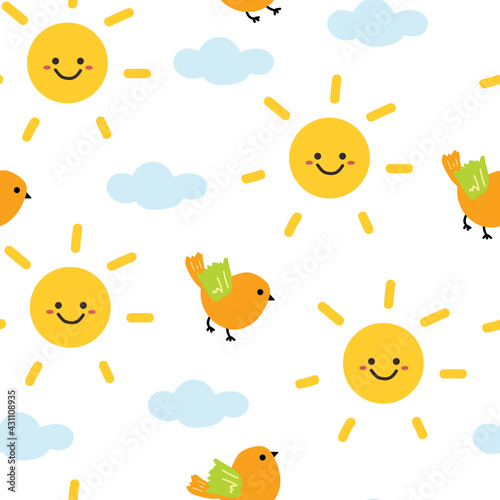 Cute seamless pattern with cartoon weather for fabric print, textile, gift wrapping paper. colorful vector for kids, flat style