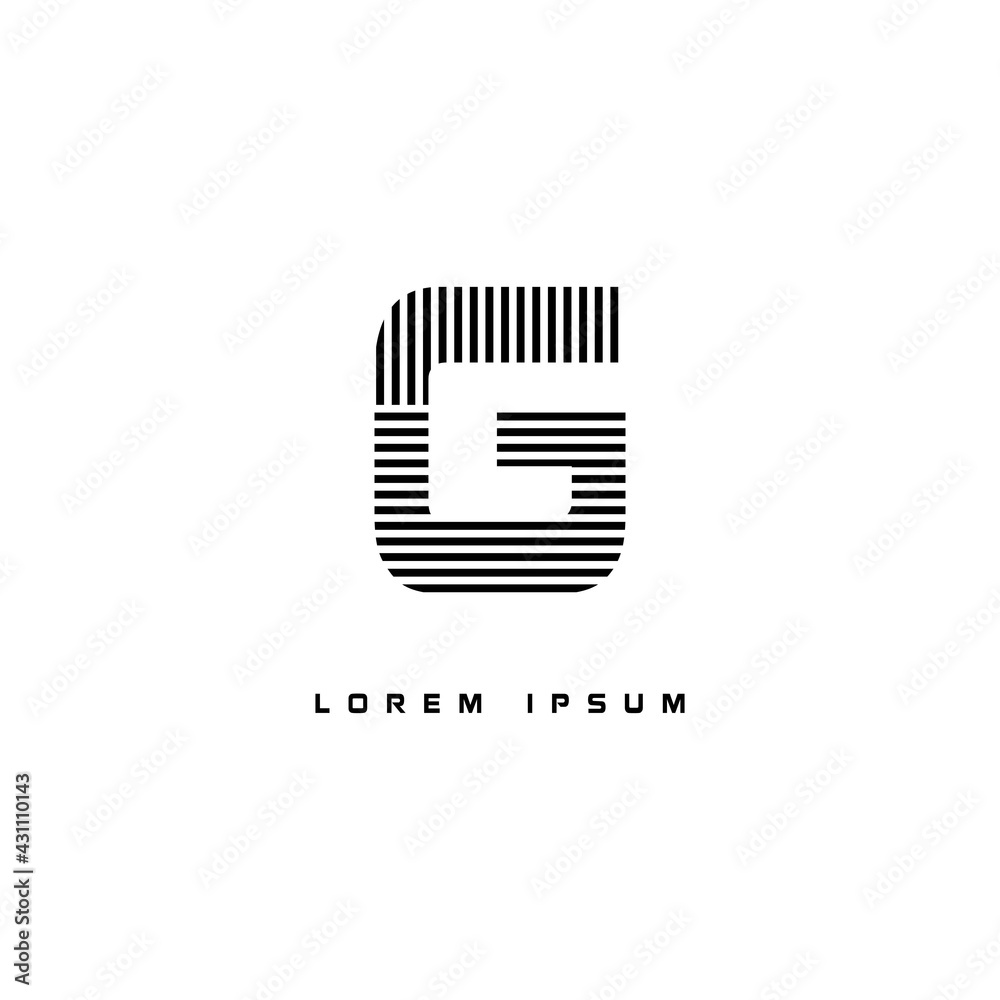 alphabet logo template with stripes lines black and white alphabet logo template with stripes lines black and white