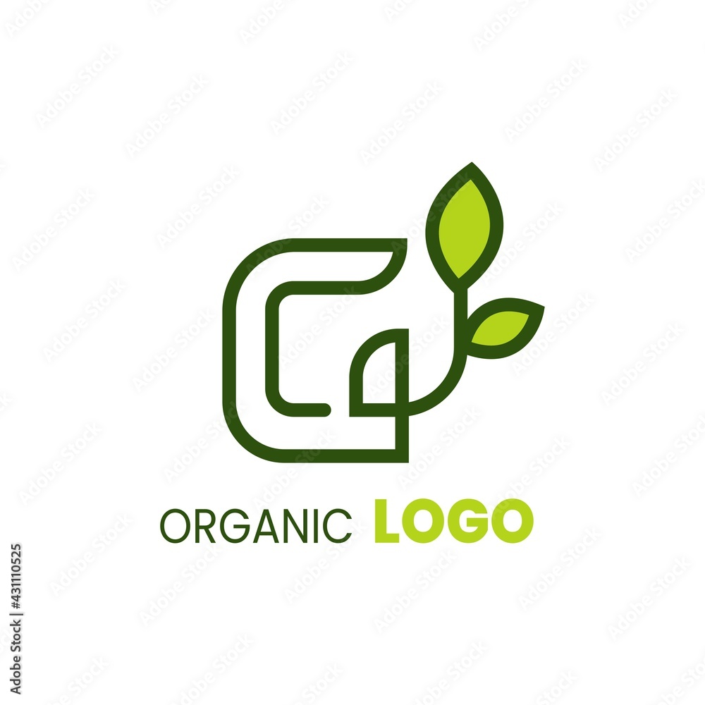 alphabet capital logo. Creative design concept green color with organic plant alphabet capital logo. Creative design concept green color with organic plant