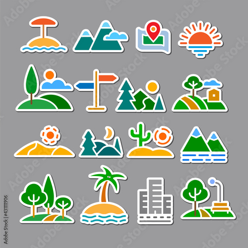landscapes stickers set