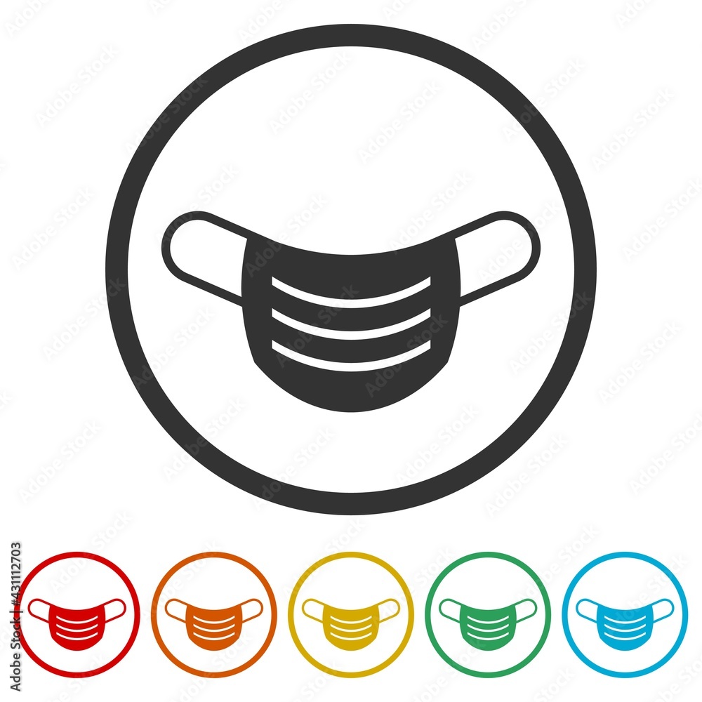 Face mask ring icon isolated on white background color set Face mask ring icon isolated on white background color set