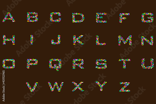 Alphabet, Vector font confectionery sprinkle on chocolate. Design for a special advertising campaign on the Internet, store, bakery