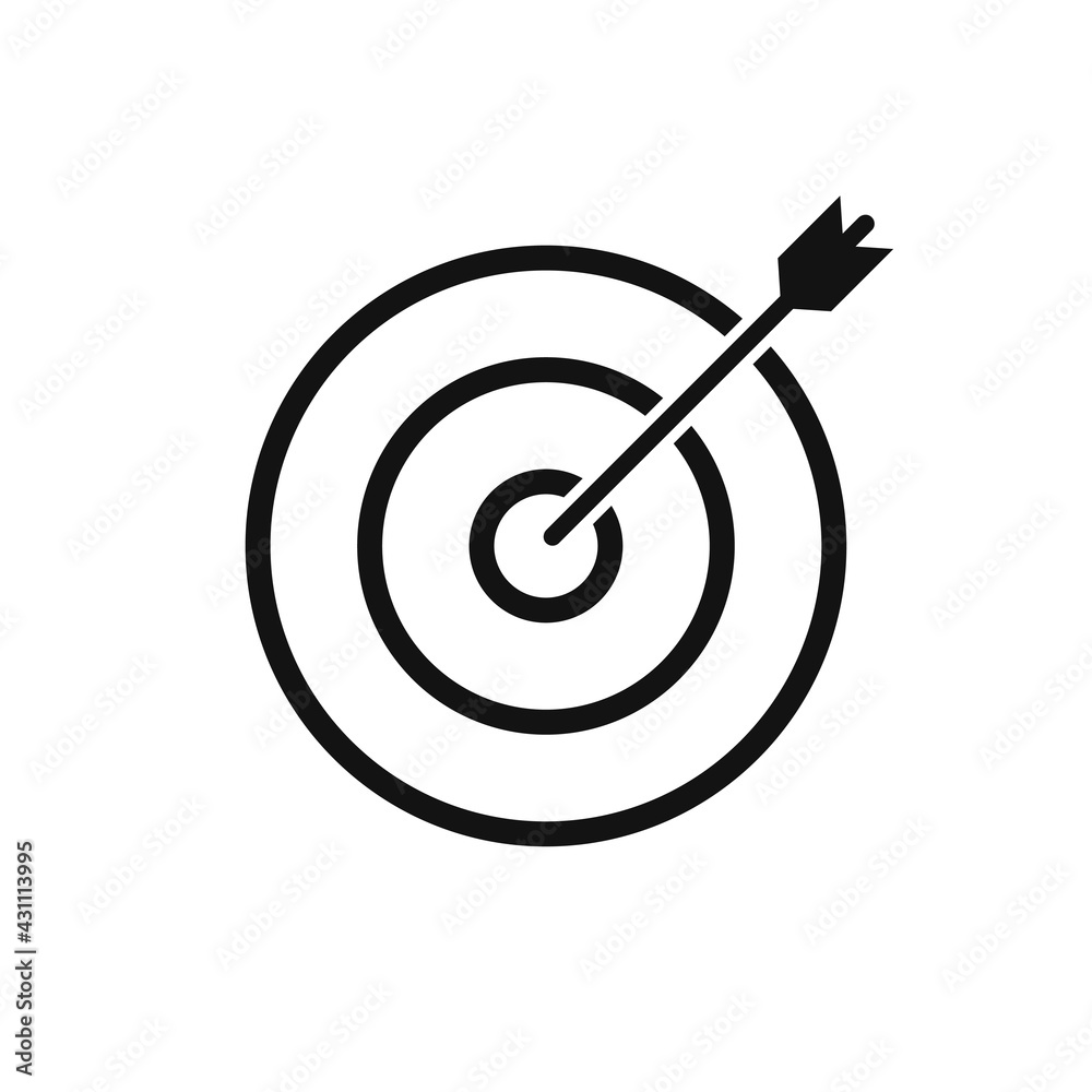 Archery target icon isolated on white background. The concept of achieving a goal in business or in another matter. Vector illustration. Archery target icon isolated on white background. The concept of achieving a goal in business or in another matter. Vector illustration.