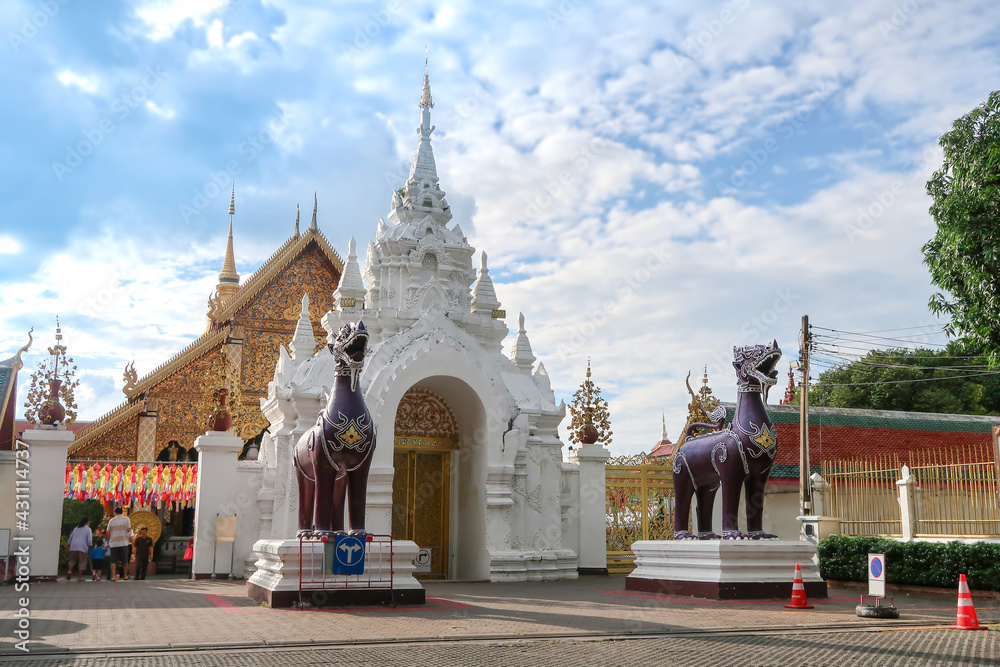 Entrance of Wat Phra That Hariphunchai Woramahawihan, buddhism temple at Lamphun province, Thailand