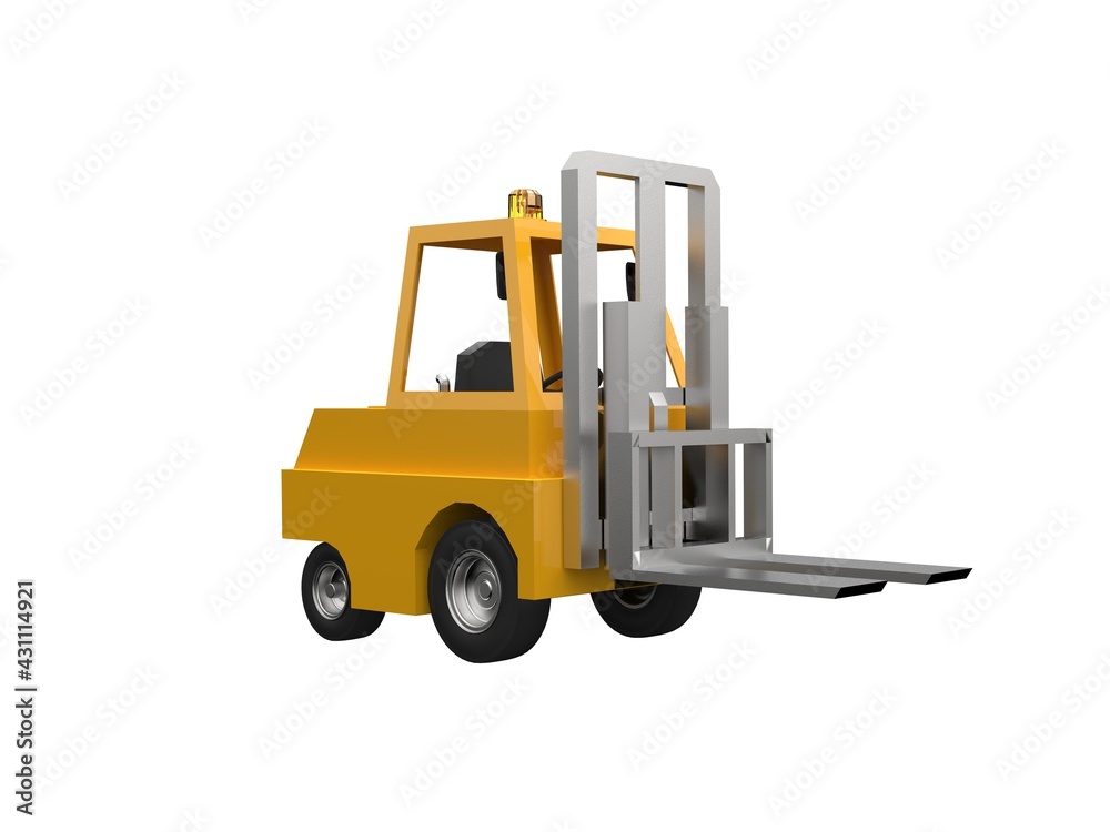 3d Lowpoly Icon Forklift Truck Loader Cartoon Style Isolated on White Background 3d Lowpoly Icon Forklift Truck Loader Cartoon Style Isolated on White Background