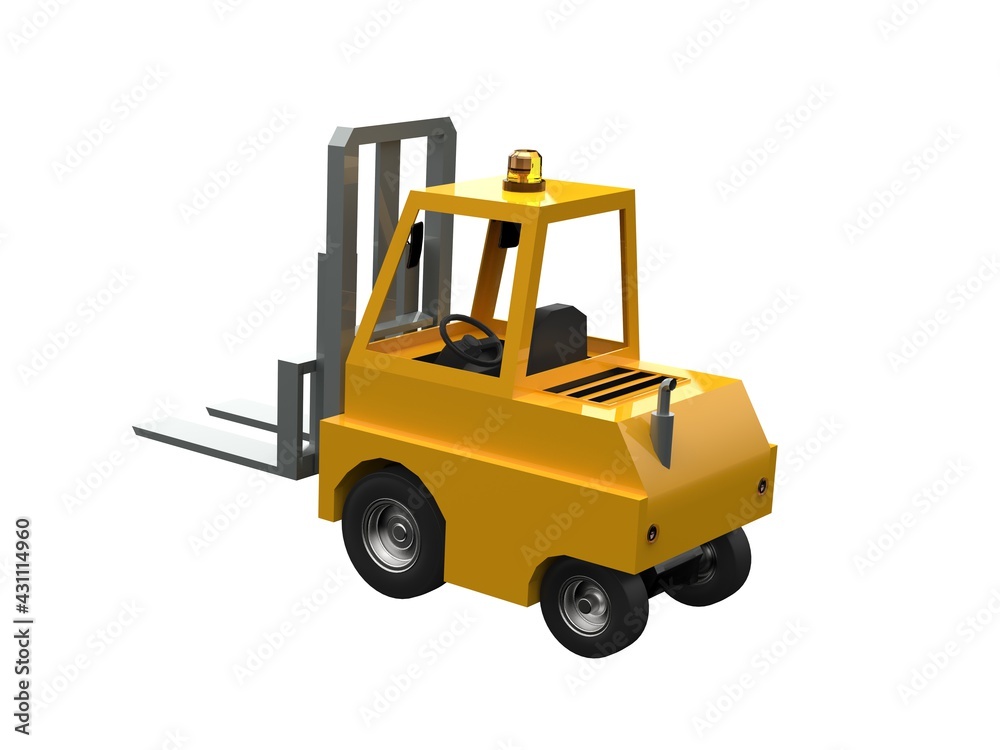 3d Lowpoly Icon Forklift Truck Loader Cartoon Style Isolated on White Background 3d Lowpoly Icon Forklift Truck Loader Cartoon Style Isolated on White Background