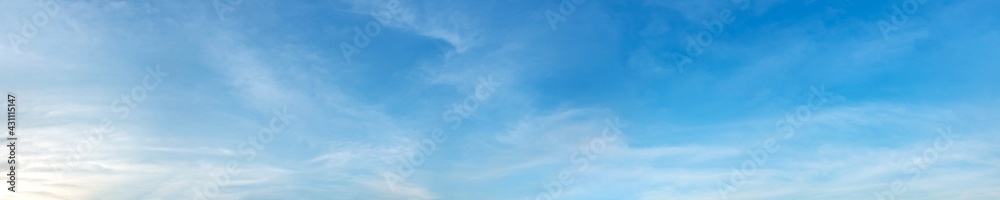 Panorama sky with cloud on a sunny day. Beautiful cirrus cloud.