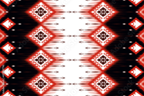 Ikat seamless pattern design Indian Aztec fabric boho geometric chevron texture vector illustrations fabric 