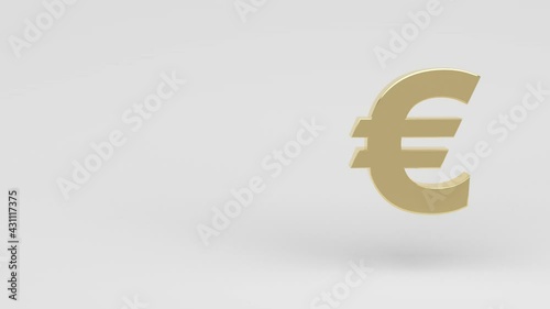 Money sign, euro, is spinning on a white background. Volumetric figure, 3D, abstraction. photo