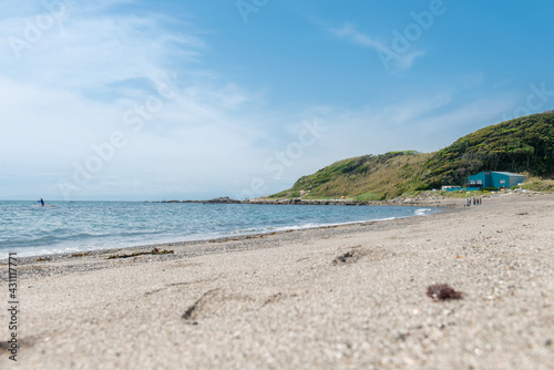 海岸の風景 足跡が残る砂浜