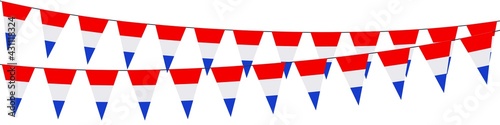 Garlands in the colors of Netherland on a white background