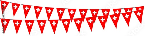 Garlands in the colors of Switzerland on a white background