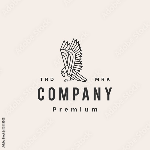 bird of prey hipster vintage logo vector icon illustration