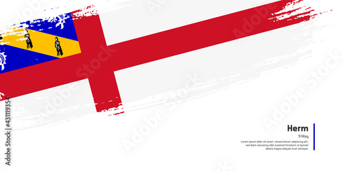 Creative hand drawing brush flag of Herm country for special liberation day