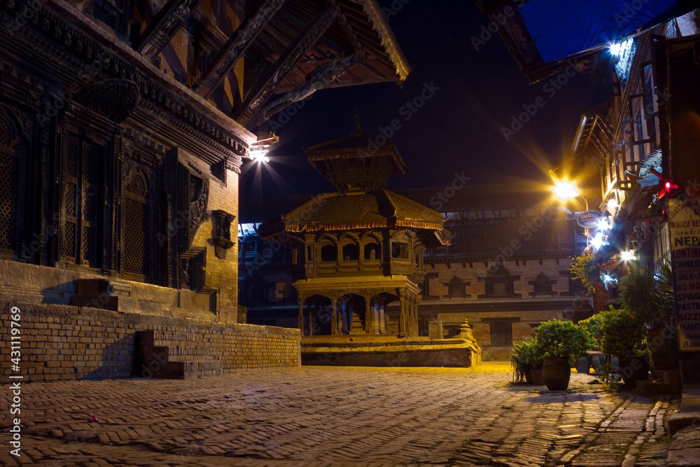 Beautiful Night Scene in old town Kathmandu
