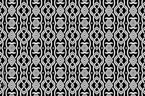 Black white geometric background. Ethnic Islamic, Moroccan, Arabic pattern. Unique fashionable style of doodling. Template for wallpaper, stained glass, presentations, textiles. 
