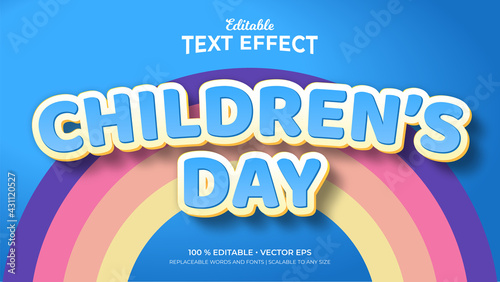 children's day 3d style editable text effects