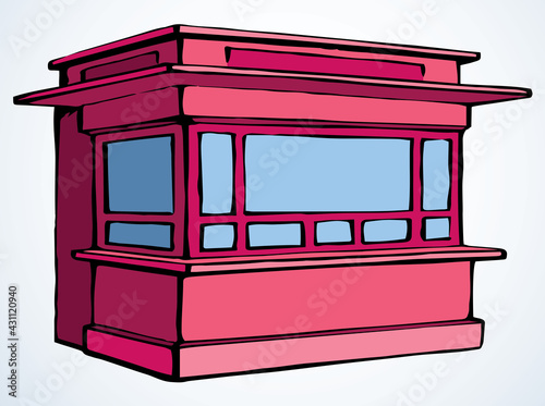 Shop stall. Vector drawing kiosk