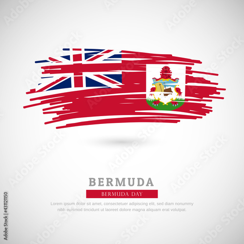 Brush flag of Bermuda country. Happy national day of Bermuda with grungy flag background