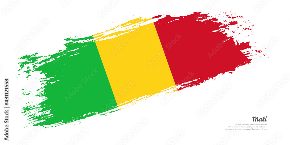Obraz premium Hand painted brush flag of Mali country with stylish flag on white background