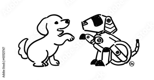 A dog and a robot dog illustration