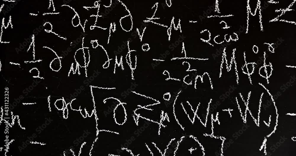 Dark black chalk board with mathematical formulas on it Dark black chalk board with mathematical formulas on it